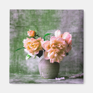 Aimant Fleurs de corail en Vase gris rose orange