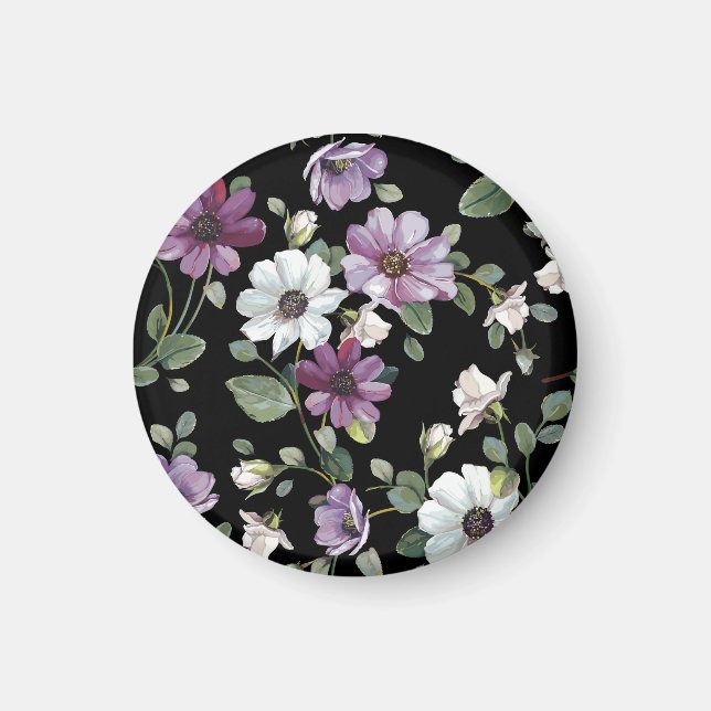 Aimant Fleurs De Cosmos Élégantes : Aquarelle Sans Couleu (Devant)