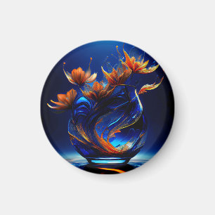 Aimant Fleurs de couleur corail poussant hors d'un vase b