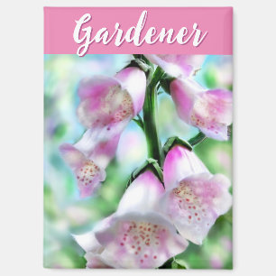 Aimant Fleurs de digitale florales rose personnalisées po