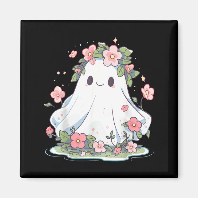 Aimant Fleurs de fantôme d'Halloween Femmes Filles Hallow (Devant)