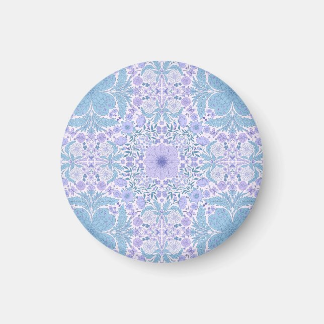 Aimant Fleurs de jardin rétro en bleu et violet (Devant)