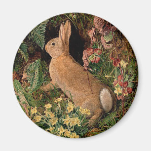 Aimant Fleurs de lapin lapin fougères vintage printemps d