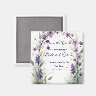 Aimant Fleurs de Lavande Lilas Faire-Part de Date de Sauv