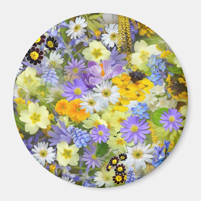 Aimant Fleurs de marguerite, de primevère, de jonquille (Devant)