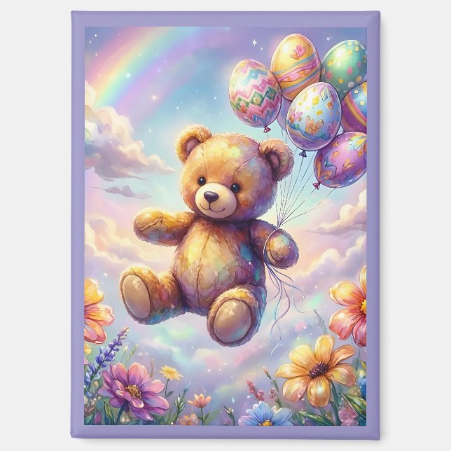 Aimant ~ Fleurs de Pâques en Teddy et Œufs~  (Recto)