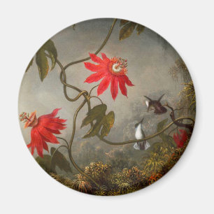 Aimant Fleurs de passion avec tête de colibris