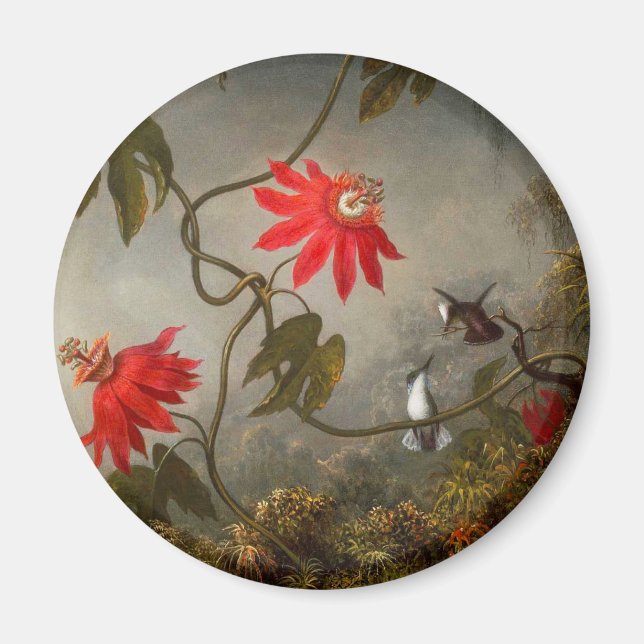 Aimant Fleurs de passion avec tête de colibris (Devant)