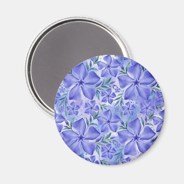 Aimant Fleurs de Pervenche Bleu Violet Vinca (Recto/Verso)