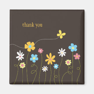 Aimant Fleurs de printemps funky Merci