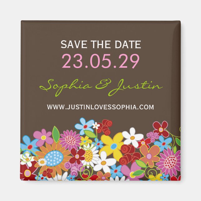 Aimant Fleurs de printemps Jardin Whimsical Chic Enregist (Devant)