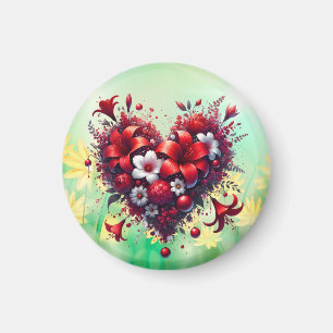 Aimant Fleurs de printemps rouges Coeur-53476