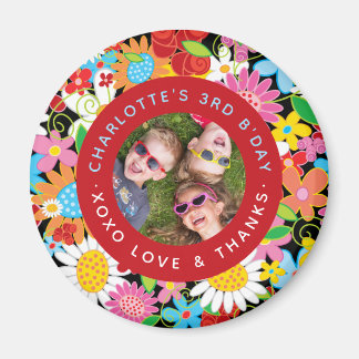 Aimant Fleurs de printemps Whimsical Jardin Fête d'annive