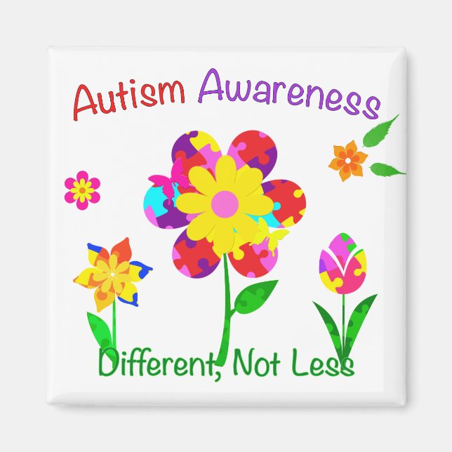 Aimant Fleurs de sensibilisations sur l'autisme (Devant)