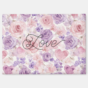 Aimant Fleurs de teint rose violet Cœur Fête de mariage