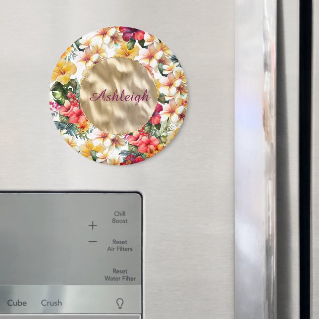 Aimant Fleurs de Tilleul Rouge Jaune Tropicales pour Baby (In situ (réfrigérateur))