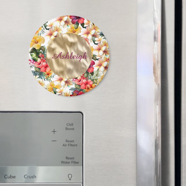 Aimant Fleurs de Trophée Rouge Jaune Hawaïennes pour Baby (In situ (réfrigérateur))