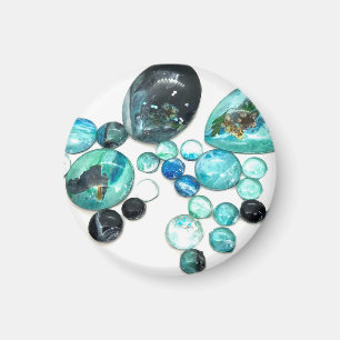 Aimant Fleurs de verre de mer et bling