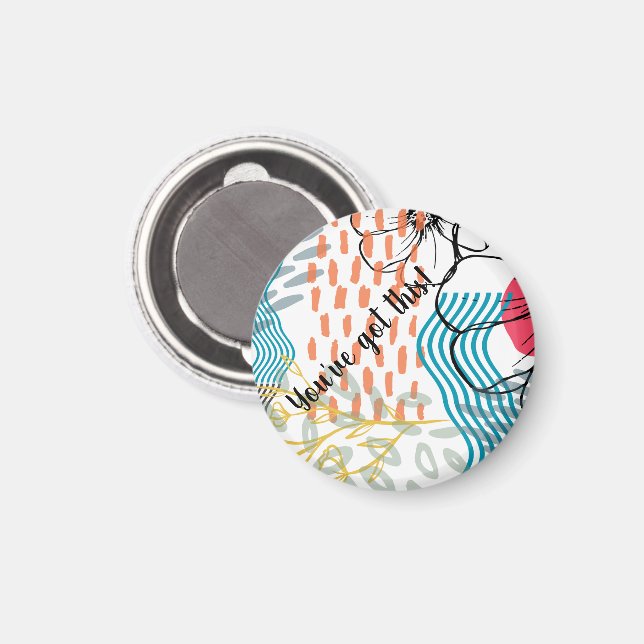 aimant fleurs design abstrait (Recto/Verso)