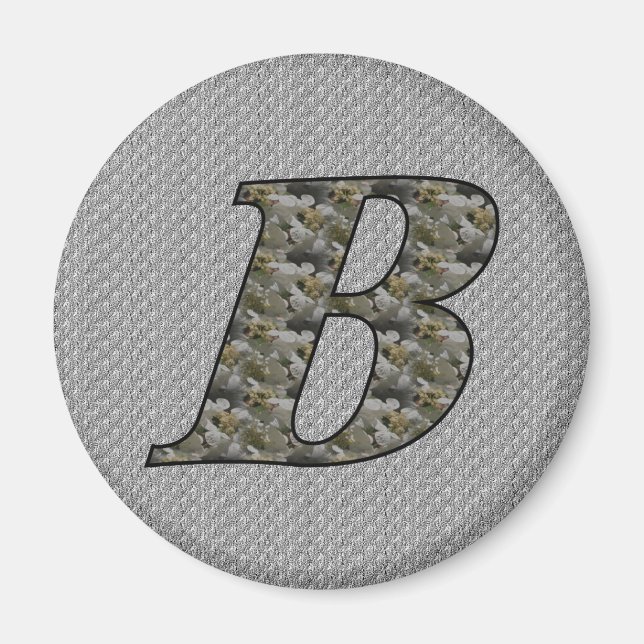Aimant Fleurs d'hydrangea à monogramme initial B (Devant)