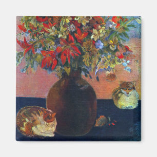 Aimant Fleurs et Chats de Paul Gauguin, Beaux-Arts Vintag