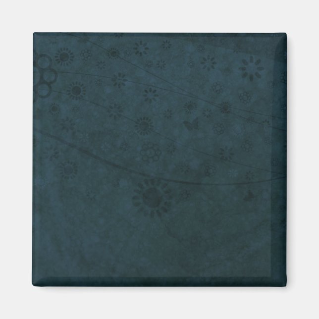 Aimant Fleurs et papillons Retro Bleus Profond Abstraits (Devant)