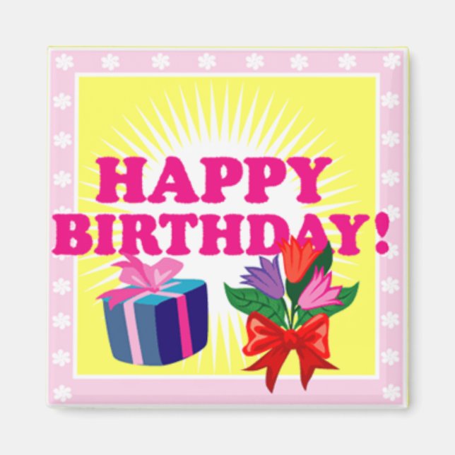 Aimant Fleurs et présentations d'anniversaire (Devant)