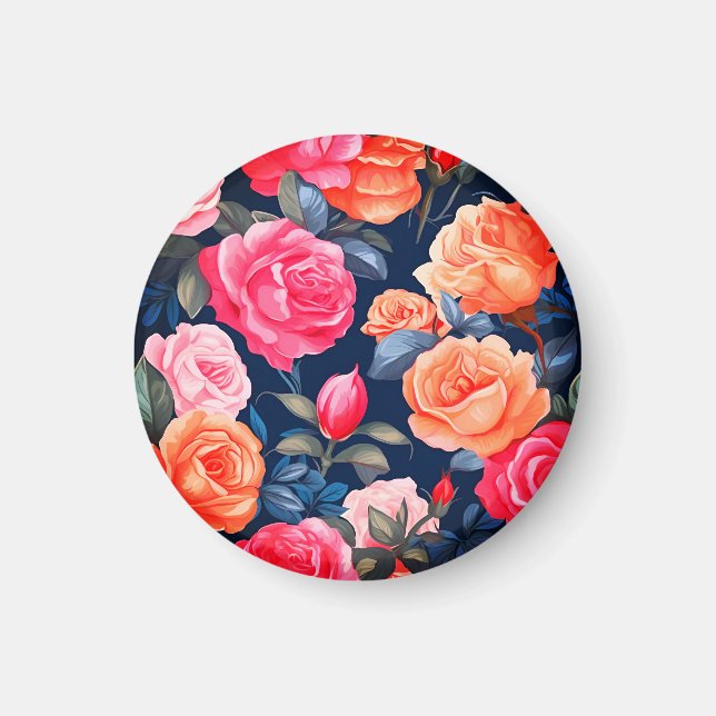 Aimant Fleurs florales roses Motif-80037 (Devant)