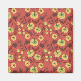 Aimant Fleurs florales sans coutures motifs jaunes et rou