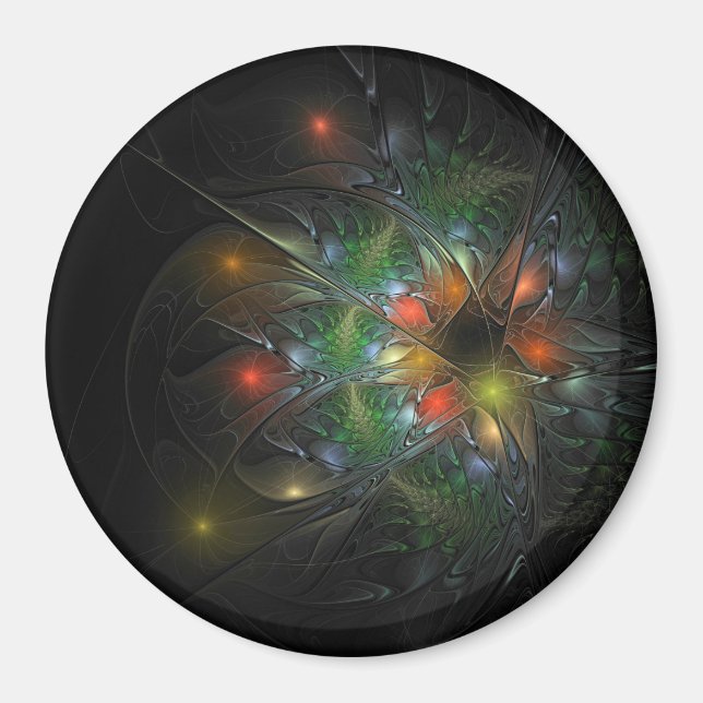 Aimant Fleurs imaginaires fractales douces et tendres (Devant)