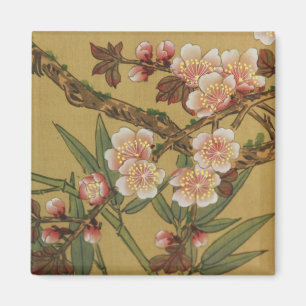Aimant Fleurs Japonaises Asiatiques Fleur de Cerisier Vin