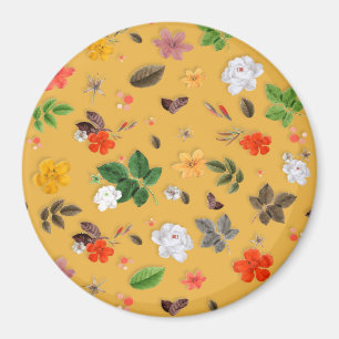 Aimant Fleurs jaunes et roses blanches 20