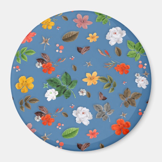 Aimant Fleurs jaunes et roses blanches 23 (Devant)