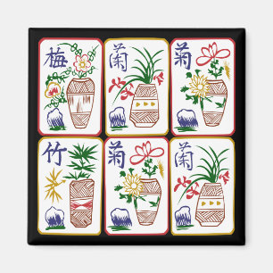 Aimant Fleurs Mah Jongg et un cercle