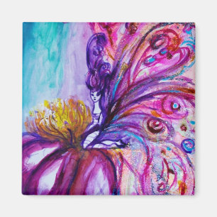 AIMANT FLEURS MORTES BLANCHES EN ROSE, PARKLES D'OR