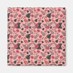 Aimant Fleurs motifs et feuilles flamands roses