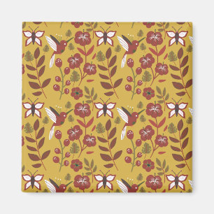 Aimant Fleurs motifs florales sans soudure, papillon, rou