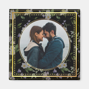 Aimant Fleurs noires et dorées, Cadeau de mariage