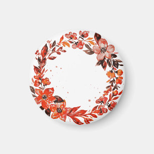 Aimant Fleurs orange d'aquarelle