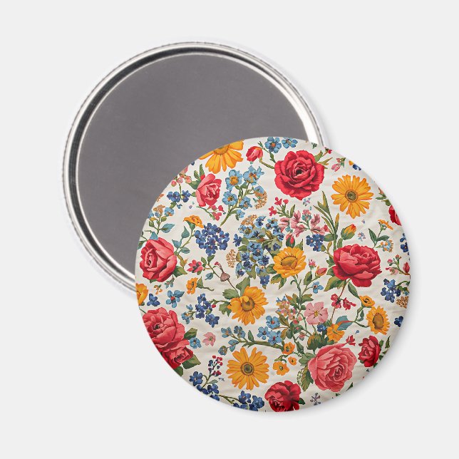 Aimant Fleurs partout, design coloré, (Recto/Verso)