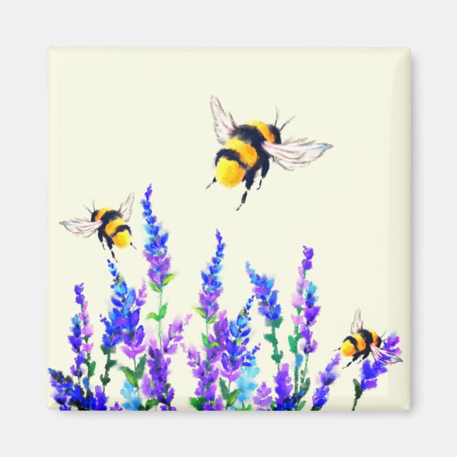 Aimant Fleurs printanières et bonbons d'abeilles (Devant)