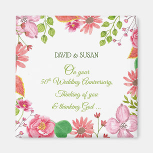Aimant Fleurs religieuses du 50e anniversaire du Mariage