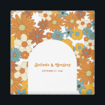 Aimant Fleurs rétro colorées 60's 70's Mariage<br><div class="desc">Un beau motif de fleurs rétro inspiré des années 60 70 avec arc. Un look vintage minimaliste grâce aux motifs super et à la palette de couleurs rétro pour tous ceux qui aiment les motifs super, les marguerites florales et les modèles de palette de couleurs rétro. Des invitations de mariage...</div>