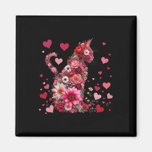 Aimant Fleurs romantiques Amoureux des chats Nature Cœur