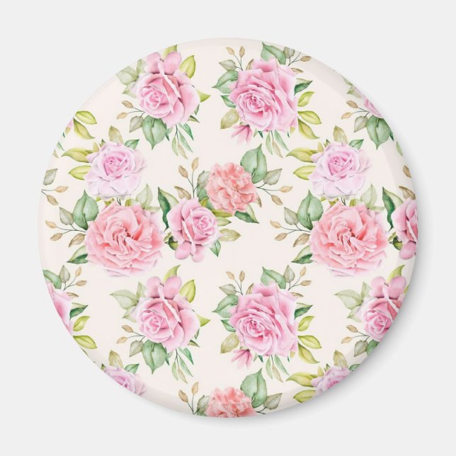 Aimant Fleurs Roses romantiques Motif-23799 (Devant)