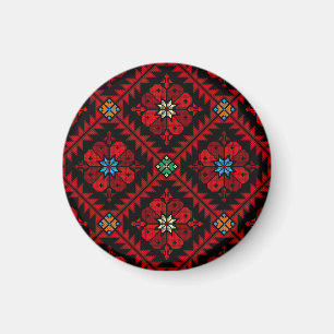 Aimant Fleurs rouges Palestine Broderie tatreez Motif