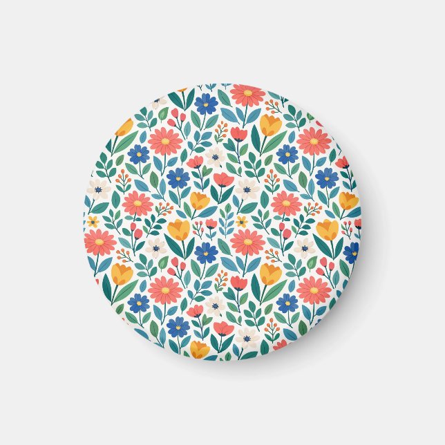 Aimant Fleurs sauvages colorées de style scandinave (Devant)