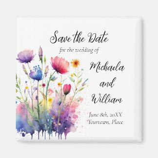 Aimant Fleurs sauvages d'aquarelle mariage Enregistrer la