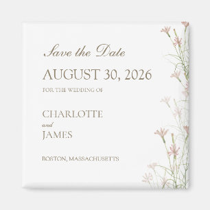 Aimant Fleurs Sauvages Rose Tendre Mariage Enregistrez la
