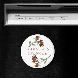 Aimant Fleurs sauvages rustiques   Mariage floral orange 